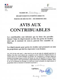 Dégrevements d'impôts - Perte de récoltes