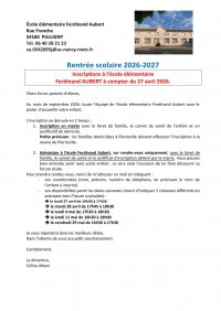 Inscriptions à l'école élémentaire 2026-2027