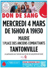 Don du sang mercredi 4 mars CEINTREY